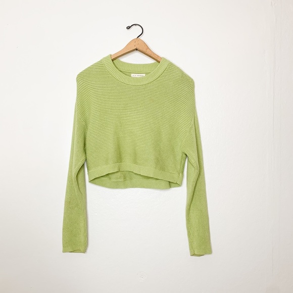 LA Hearts Lime Green Knit Crop Sweater XS - Picture 2 of 7